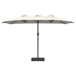 Berkfield Home Garden Parasol Folding Sand 385 x 209 x 244 cm Fabric in Brown - thumbnail 4