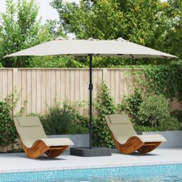 Berkfield Home Garden Parasol Folding Sand 385 x 209 x 244 cm Fabric in Brown - thumbnail 1