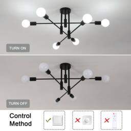Pheashine 6-Light Elegant Chandelier Black Wrought Iron Ceiling Lamp - thumbnail 4