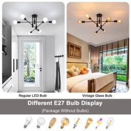 Pheashine 6-Light Elegant Chandelier Black Wrought Iron Ceiling Lamp - thumbnail 5