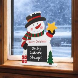 mysmartbuy Wooden Snowman Chalkboard Festive Design Writable Blackboard Surface in White
