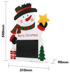 mysmartbuy Wooden Snowman Chalkboard Festive Design Writable Blackboard Surface in White - thumbnail 2