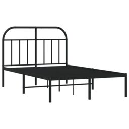 Berkfield Home Metal Bed Frame with Headboard Black 120x200 cm - Size: Small Double - thumbnail 5
