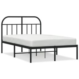Berkfield Home Metal Bed Frame with Headboard Black 120x200 cm - Size: Small Double - thumbnail 2