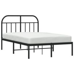 Berkfield Home Metal Bed Frame with Headboard Black 120x200 cm - Size: Small Double - thumbnail 4