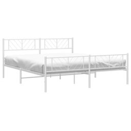 Berkfield Home Metal Bed Frame with Headboard & Footboard White 193x203 cm - thumbnail 3