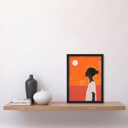 Artery8 Wall Art Print Desert Sunset African Bold Painting Ochre Africa Art Framed Poster in Black - Size: A4 - thumbnail 4