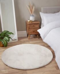 The Linen Consultancy TLC 5 Star Hotel Concept Luxury Faux Fur Ivory Rug - Size: 133 cm diameter - thumbnail 3