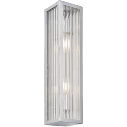 Loops Bathroom Wall Light Fitting - Chrome Plate & Ribbed Glass Shade - Twin Lamp in Clear - thumbnail 1