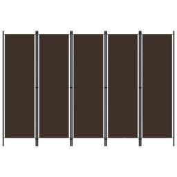 Berkfield Home 5-Panel Room Divider Brown 250x180 cm - thumbnail 1