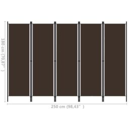 Berkfield Home 5-Panel Room Divider Brown 250x180 cm - thumbnail 6