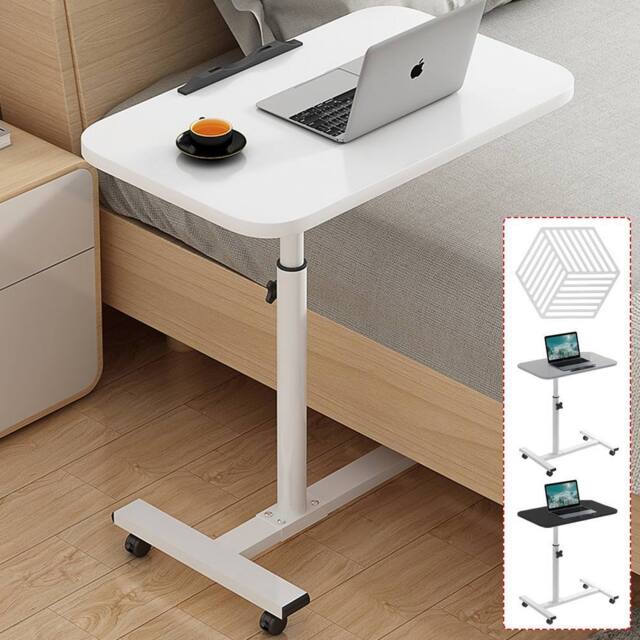 Ventryn White Mobile Over Bed Table Hospital Overbed Aid Chair Laptop Tray - image 1