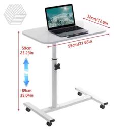 Ventryn White Mobile Over Bed Table Hospital Overbed Aid Chair Laptop Tray - thumbnail 2