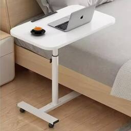 Ventryn White Mobile Over Bed Table Hospital Overbed Aid Chair Laptop Tray - thumbnail 4