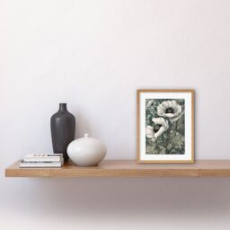 "Artery8 Wall Art Print Pastel Colour White Anemone Flower Bloom Field Artwork Framed 9X7 Inch in Beige - Size: W7"" x H9""" - thumbnail 2