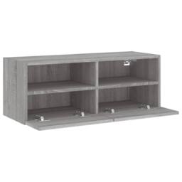 Berkfield Home TV Wall Cabinet Grey Sonoma 80x30x30 cm Engineered Wood - Size: 80 x 30 x 30 cm - thumbnail 7