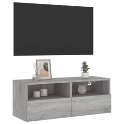 Berkfield Home TV Wall Cabinet Grey Sonoma 80x30x30 cm Engineered Wood - Size: 80 x 30 x 30 cm - thumbnail 5