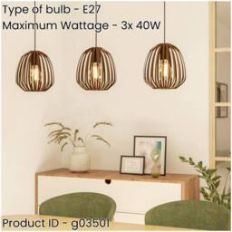 Loops Stylish Modern Bronze Triple Pendant Ceiling Light for Indoor Spaces in Brown - thumbnail 2