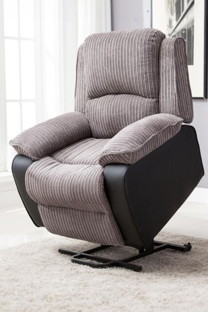 More4Homes Postana Single Motor Electric Rise Recliner Jumbo Cord Fabric Chair in Grey - image 1