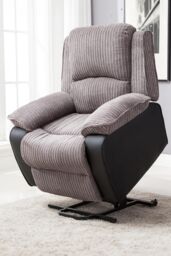 More4Homes Postana Single Motor Electric Rise Recliner Jumbo Cord Fabric Chair in Grey
