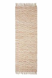 Homescapes Sierra Neutral Diamond Pattern Hemp Chindi Hall Runner, 66 x 200 cm in Natural - Size: 66 cm x 200 cm - thumbnail 2