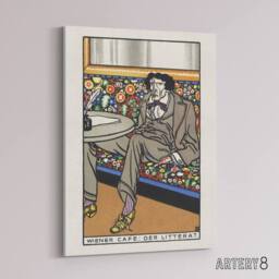 "Artery8 Viennese Cafe The Man of Letters Moriz Jung Canvas Wall Art Print - Size: W12"" x H16""" - thumbnail 2