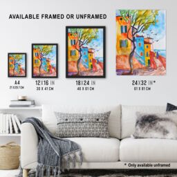 Artery8 Travel Italy Rimini Colourful Seaside Houses Framed Art Print - Size: A4 - thumbnail 3