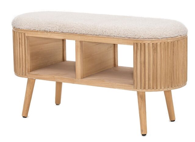 Nordlys Bohemian Style Rattan Bench in White - image 1
