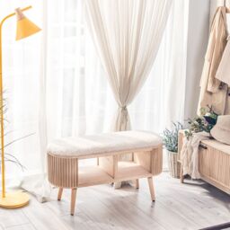 Nordlys Bohemian Style Rattan Bench in White - thumbnail 7