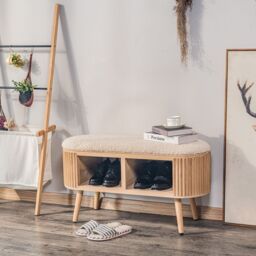 Nordlys Bohemian Style Rattan Bench in White - thumbnail 2