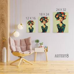 "Artery8 Floral Female Portrait Canvas Wall Art Print - Size: W18"" x H24""" - thumbnail 4