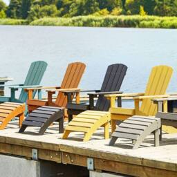 Wyld and Coco Outdoor Lounge Chair with Footstool Dark Grey Weatherproof - thumbnail 1
