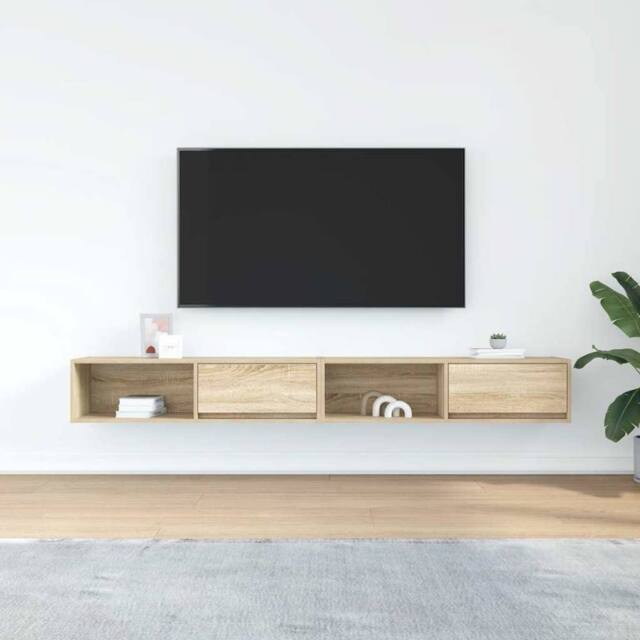 Berkfield Home TV Cabinets 2 pcs Sonoma Oak 100x31x25.5 cm Engineered Wood in Light Tan - image 1
