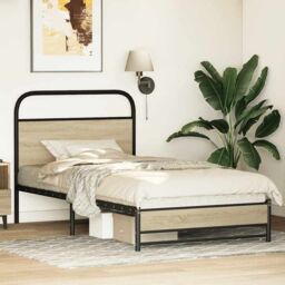 Berkfield Home Bed Frame without Mattress 90x190 cm Single Sonoma Oak Engineered Wood in Brown - thumbnail 4