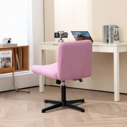 EONLION Fabric Seat Office Chair Gas Lift Adjust Height Armless in Pink - thumbnail 3