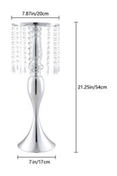 H&O Direct Silver Elegant Crystal Tassels Metal Flower Vases Wedding Table Centerpiece Candlestick - thumbnail 6