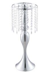 H&O Direct Silver Elegant Crystal Tassels Metal Flower Vases Wedding Table Centerpiece Candlestick - thumbnail 3