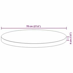 Berkfield Home Table Top Round √ò70x4 cm Solid Wood Acacia in Brown - Size: 70x4 cm - thumbnail 9
