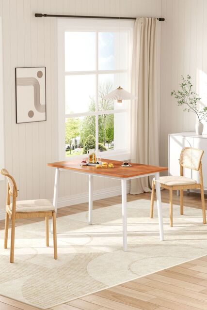 Living and Home Modern Wooden Tapered-Leg Dining Table in Brown - image 1