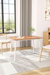 Living and Home Modern Wooden Tapered-Leg Dining Table in Brown - thumbnail 2