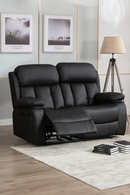 More4Homes Chester 2 Seater Manual High Back Bonded Leather Recliner Sofa in Black - image 1