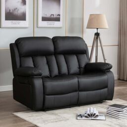 More4Homes Chester 2 Seater Manual High Back Bonded Leather Recliner Sofa in Black - thumbnail 6