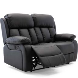 More4Homes Chester 2 Seater Manual High Back Bonded Leather Recliner Sofa in Black - thumbnail 3