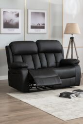 More4Homes Chester 2 Seater Manual High Back Bonded Leather Recliner Sofa in Black