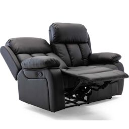 More4Homes Chester 2 Seater Manual High Back Bonded Leather Recliner Sofa in Black - thumbnail 4