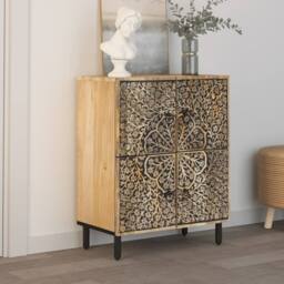 Berkfield Home Side Cabinet 60x33x75 cm Solid Wood Mango in Brown - Size: 60 x 33 x 75 cm - thumbnail 3