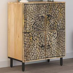 Berkfield Home Side Cabinet 60x33x75 cm Solid Wood Mango in Brown - Size: 60 x 33 x 75 cm - thumbnail 1