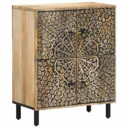 Berkfield Home Side Cabinet 60x33x75 cm Solid Wood Mango in Brown - Size: 60 x 33 x 75 cm - thumbnail 2