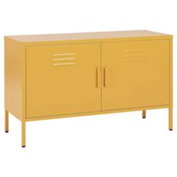 Wyld and Coco 2-Door Yellow Steel Industrial Sideboard One Size - thumbnail 2