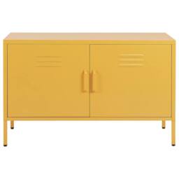 Wyld and Coco 2-Door Yellow Steel Industrial Sideboard One Size - thumbnail 4